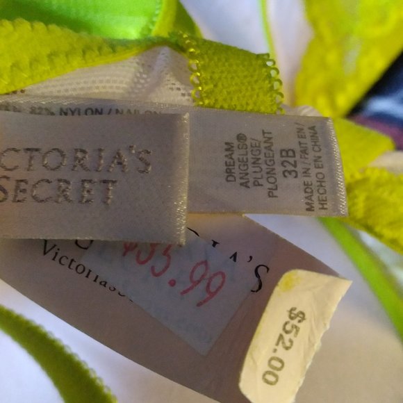 NWT VICTORIA SECRET (32B)Lime green/yellow Dream Angels - Picture 10 of 10